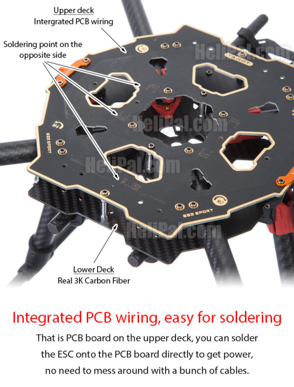Tarot FY650 Sport Carbon Fiber Quadcopter Kit - Motorized Landing Gear - Image 7