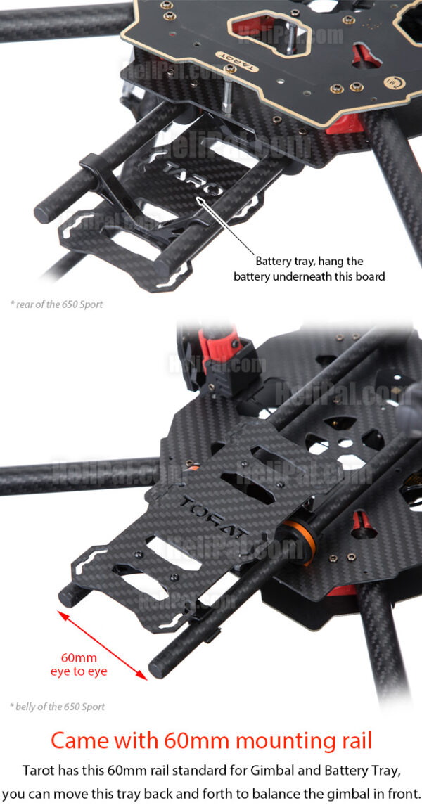 Tarot FY650 Sport Carbon Fiber Quadcopter Kit - Motorized Landing Gear - Image 2