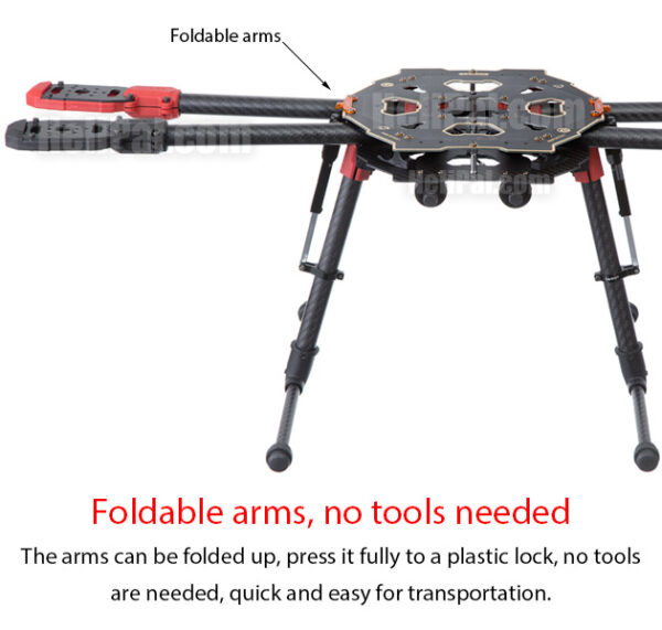Tarot FY650 Sport Carbon Fiber Quadcopter Kit - Motorized Landing Gear - Image 3