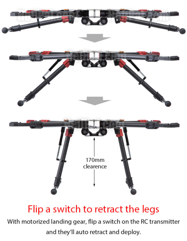 Tarot FY650 Sport Carbon Fiber Quadcopter Kit - Motorized Landing Gear - Image 5