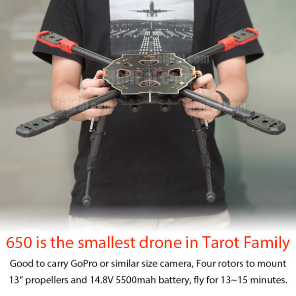 Tarot FY650 Sport Carbon Fiber Quadcopter Kit - Motorized Landing Gear - Image 6